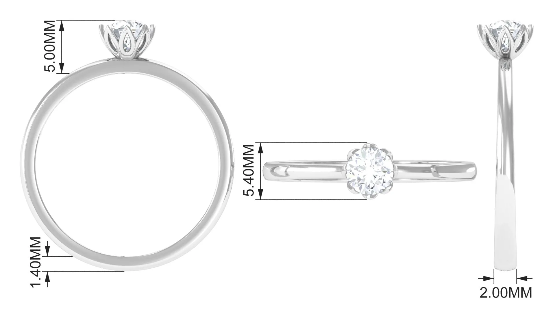 0.50 CT Real Diamond Solitaire Promise Ring