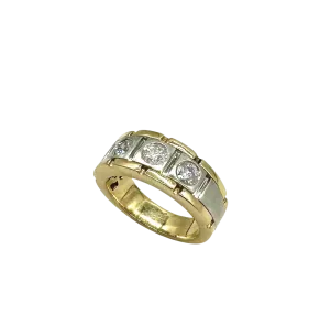 10k Yellow and White Gold Band with Bezeled Diamonds