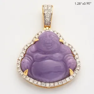 10KY 0.65CTW DIAMOND JADE BUDDHA PENDANT