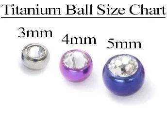 14g Externally Threaded Titanium Jeweled Ball - 4mm or 5mm - Price Per 1