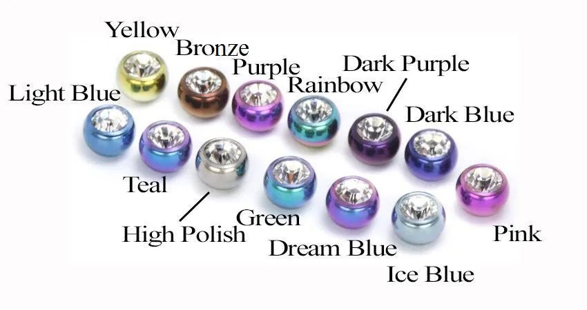 14g Externally Threaded Titanium Jeweled Ball - 4mm or 5mm - Price Per 1