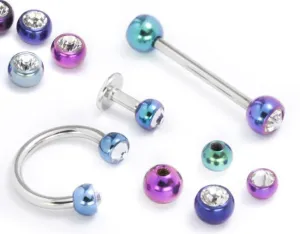 14g Externally Threaded Titanium Jeweled Ball - 4mm or 5mm - Price Per 1