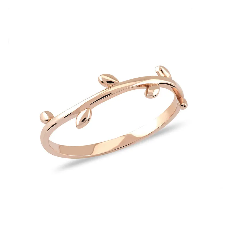 14K Solid Gold Olive Ring – Timeless Elegance Inspired by Nature