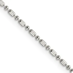 1.5mm Sterling Silver Solid Fancy Beaded Chain Anklet