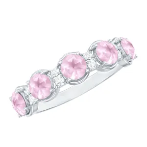 1.75 CT Rose Quartz and Diamond Half Eternity Ring