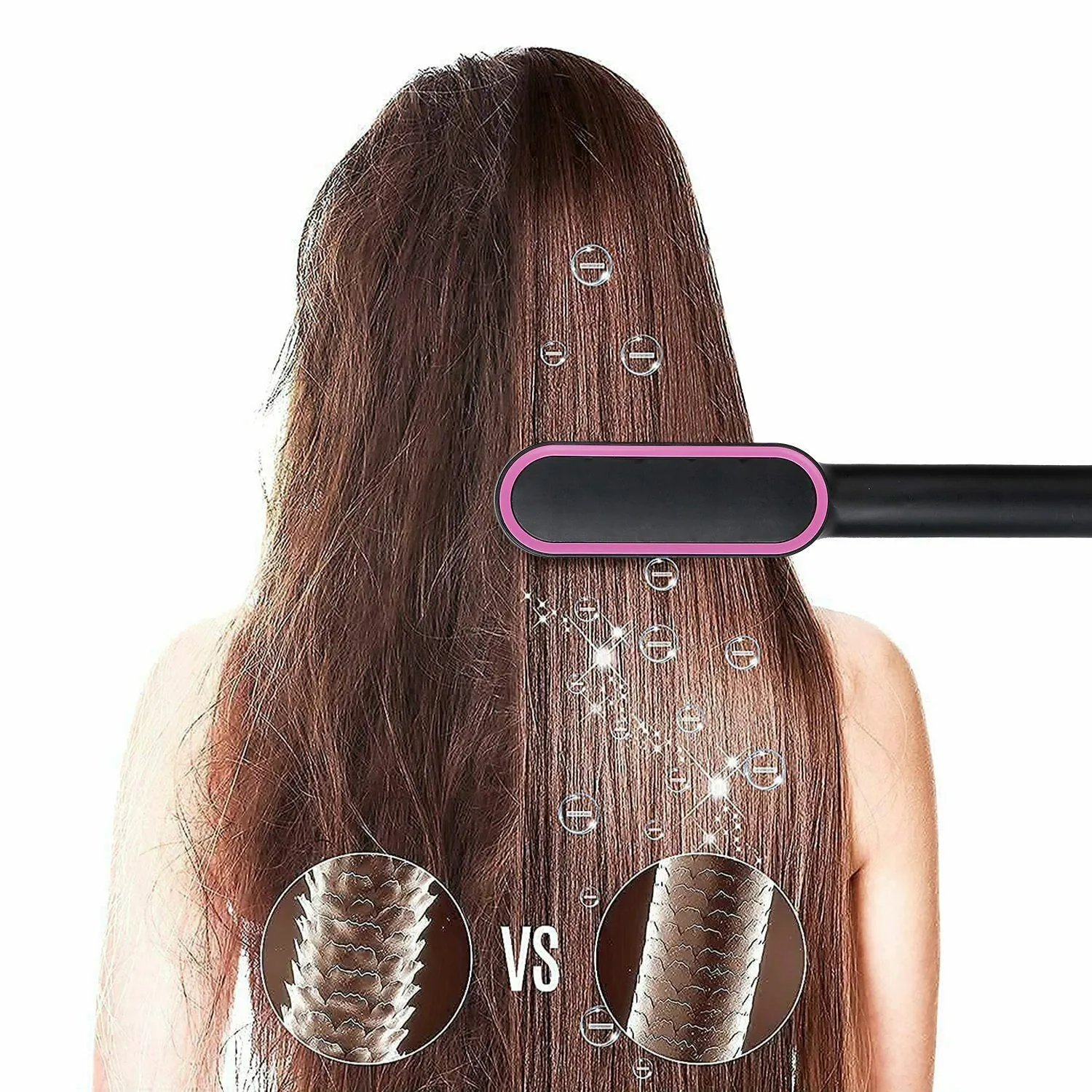 2-in-1 Electric Hair Straightener Brush - Fast Heat Styling and Curling, Adjustable Temperature