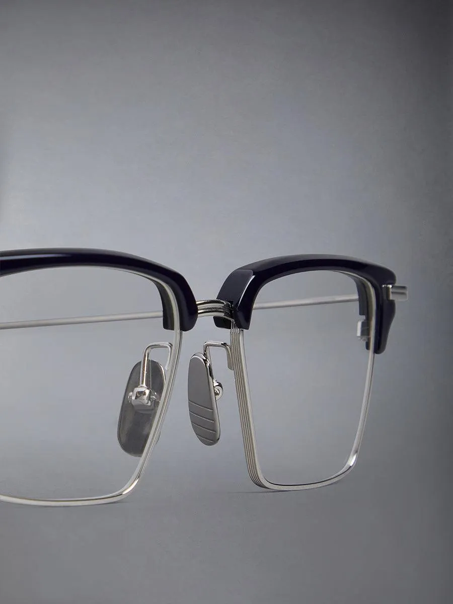 422A-415 Navy Silver Rectangular eyeglasses