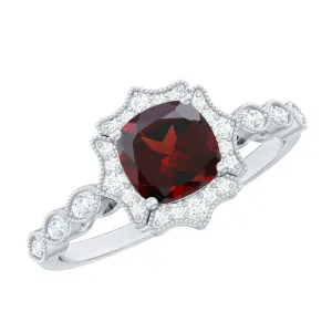 5 CT Oval Shape Garnet Eternity Ring in Shared Prong Setting