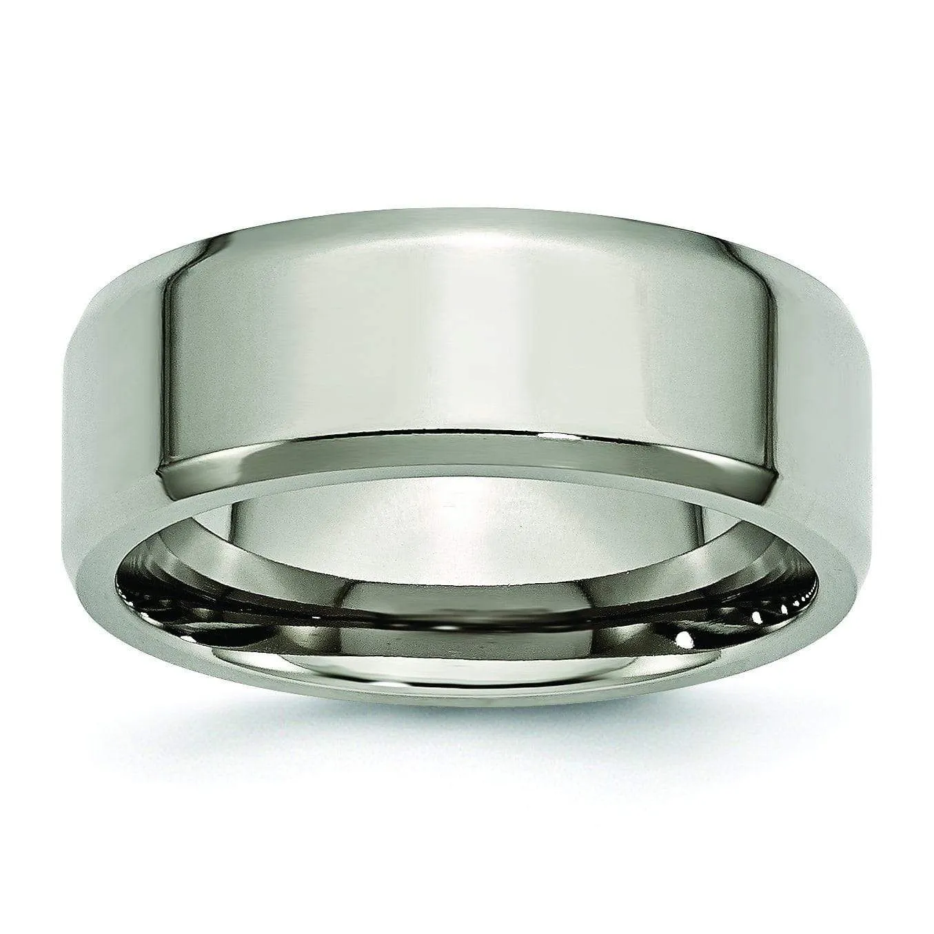 8mm Polished Titanium Wedding Ring with Beveled Edges