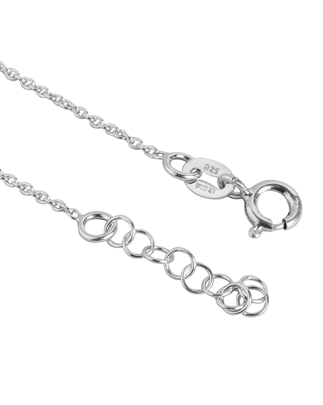 925 Sterling Silver Moon With Dangling Star Rhodium Plated Adjustable Charm Anklet