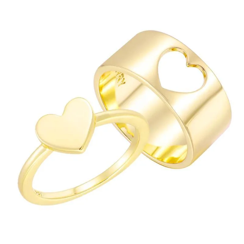 Adjustable Heart Ring Set