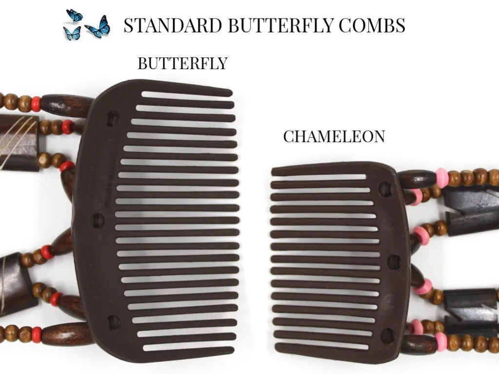 African Butterfly Chameleon Hair Comb - Dupla Black 30