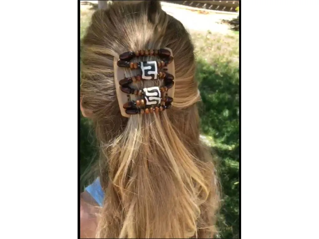 African Butterfly Chameleon Hair Comb - Dupla Brown 59