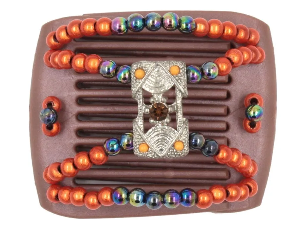 African Butterfly LadyBug Hair Comb - Brown Pearl 41