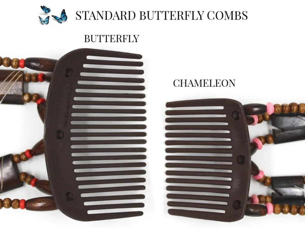 African Butterfly Thick Hair Comb - Gemstone Black 64