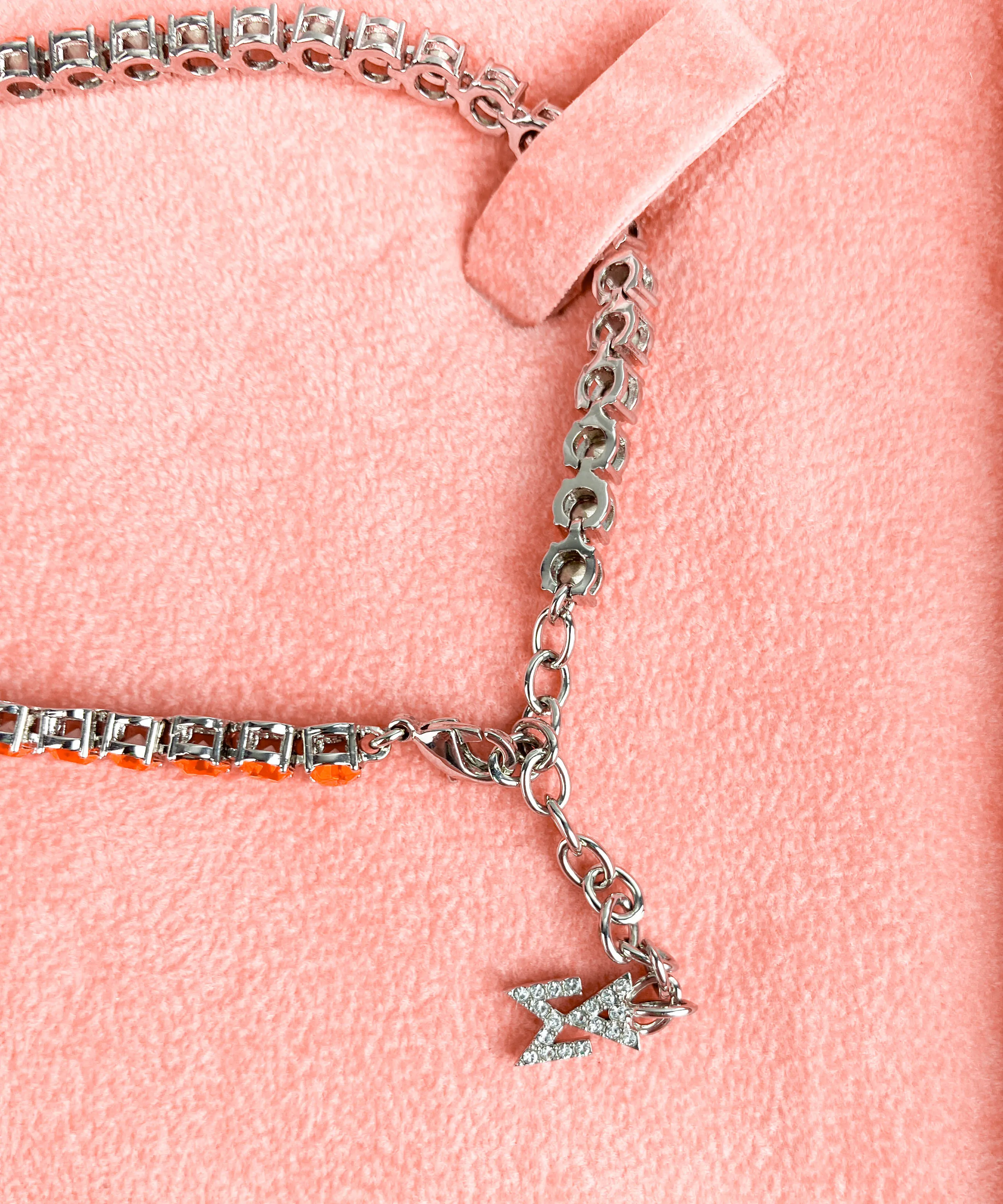 Amina Muaddi Tennis Anklet with Sun Crystals and Silver Base