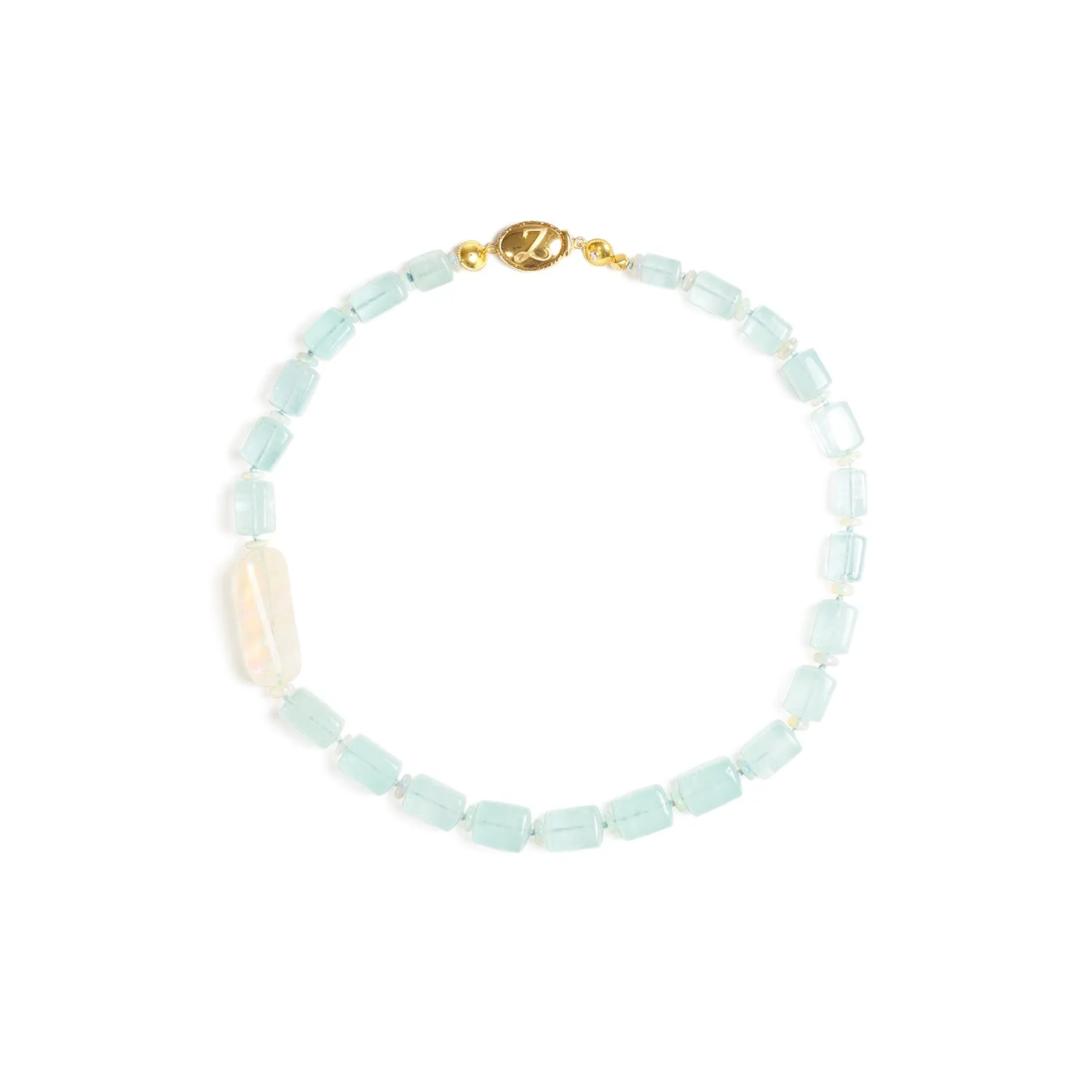 Aquamarine & Crystal Opal Necklace