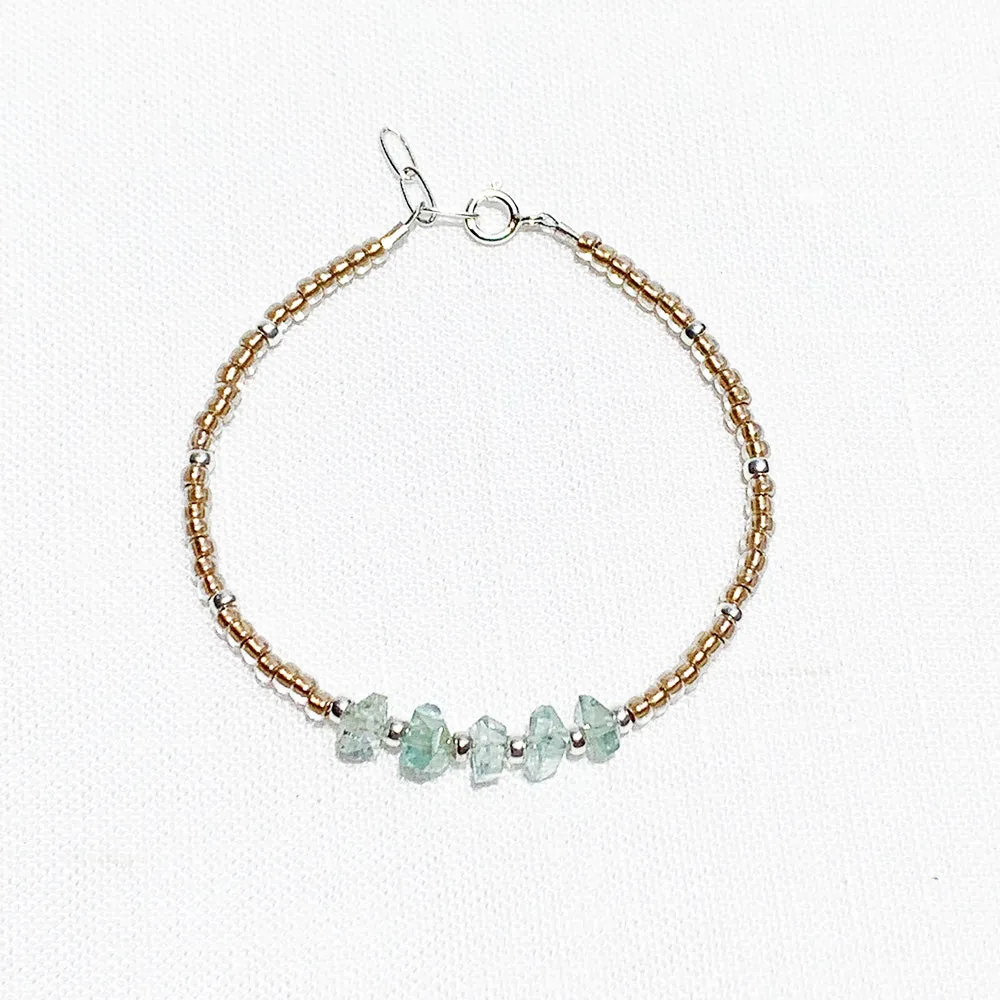 Aquamarine Seed Beads Bracelet