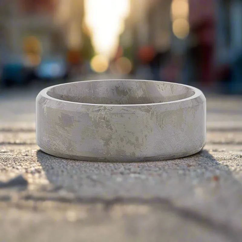 ASTRAIOS | Titanium Ring, Meteorite Pattern, Beveled Edges