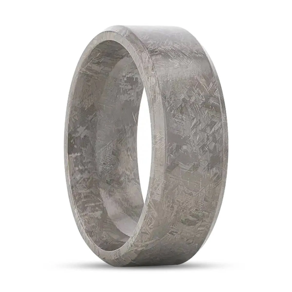 ASTRAIOS | Titanium Ring, Meteorite Pattern, Beveled Edges