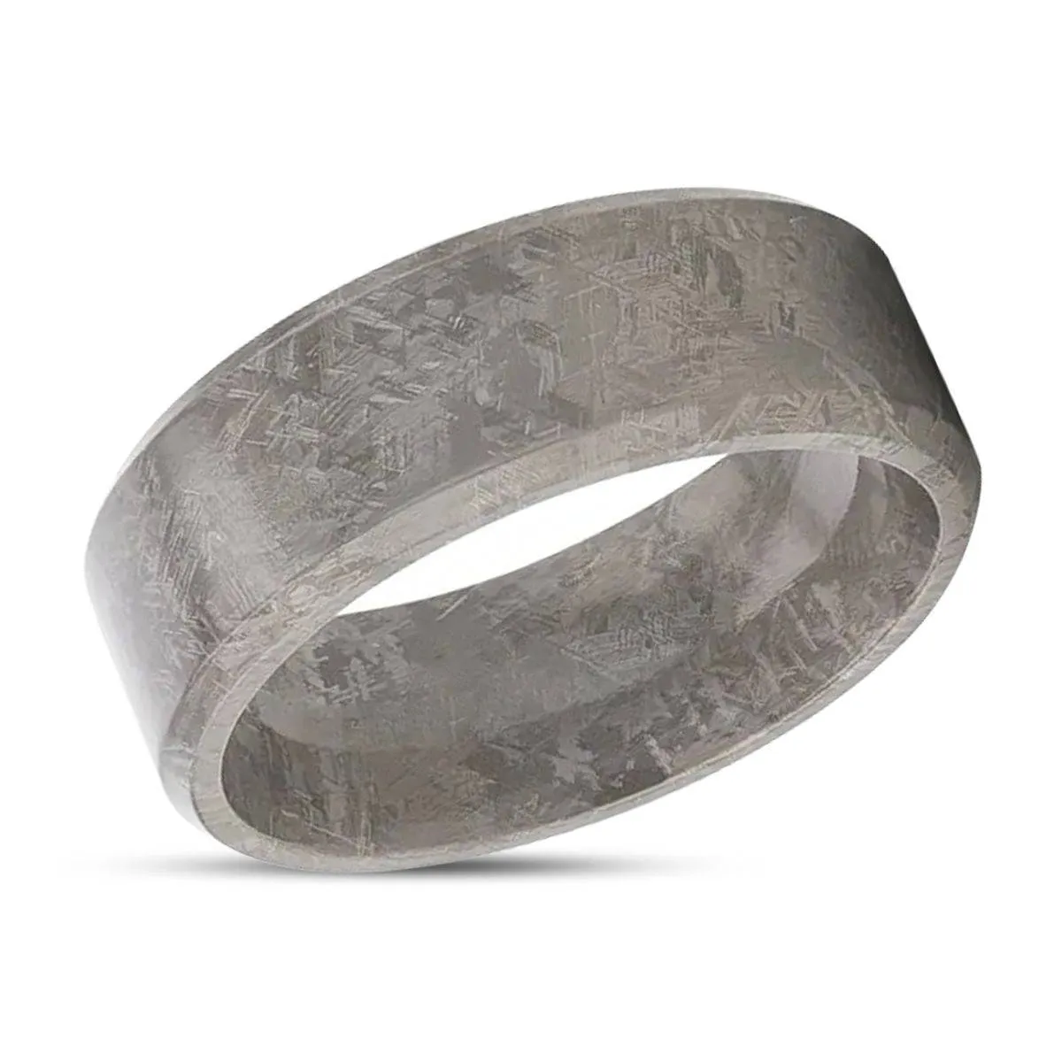 ASTRAIOS | Titanium Ring, Meteorite Pattern, Beveled Edges