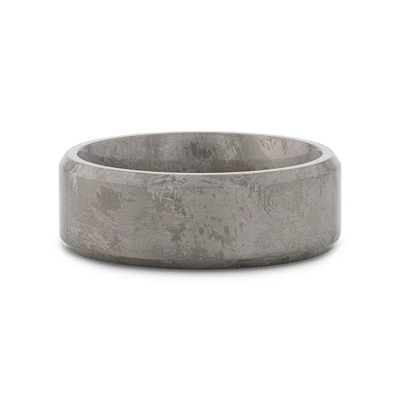 ASTRAIOS | Titanium Ring, Meteorite Pattern, Beveled Edges