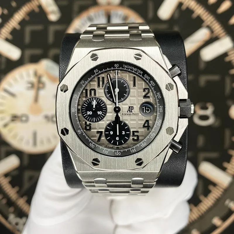 Audemars Piguet "Brick" Royal Oak Offshore Chronograph 42mm 26470PT Platinum Grey Dial Pre-Owned