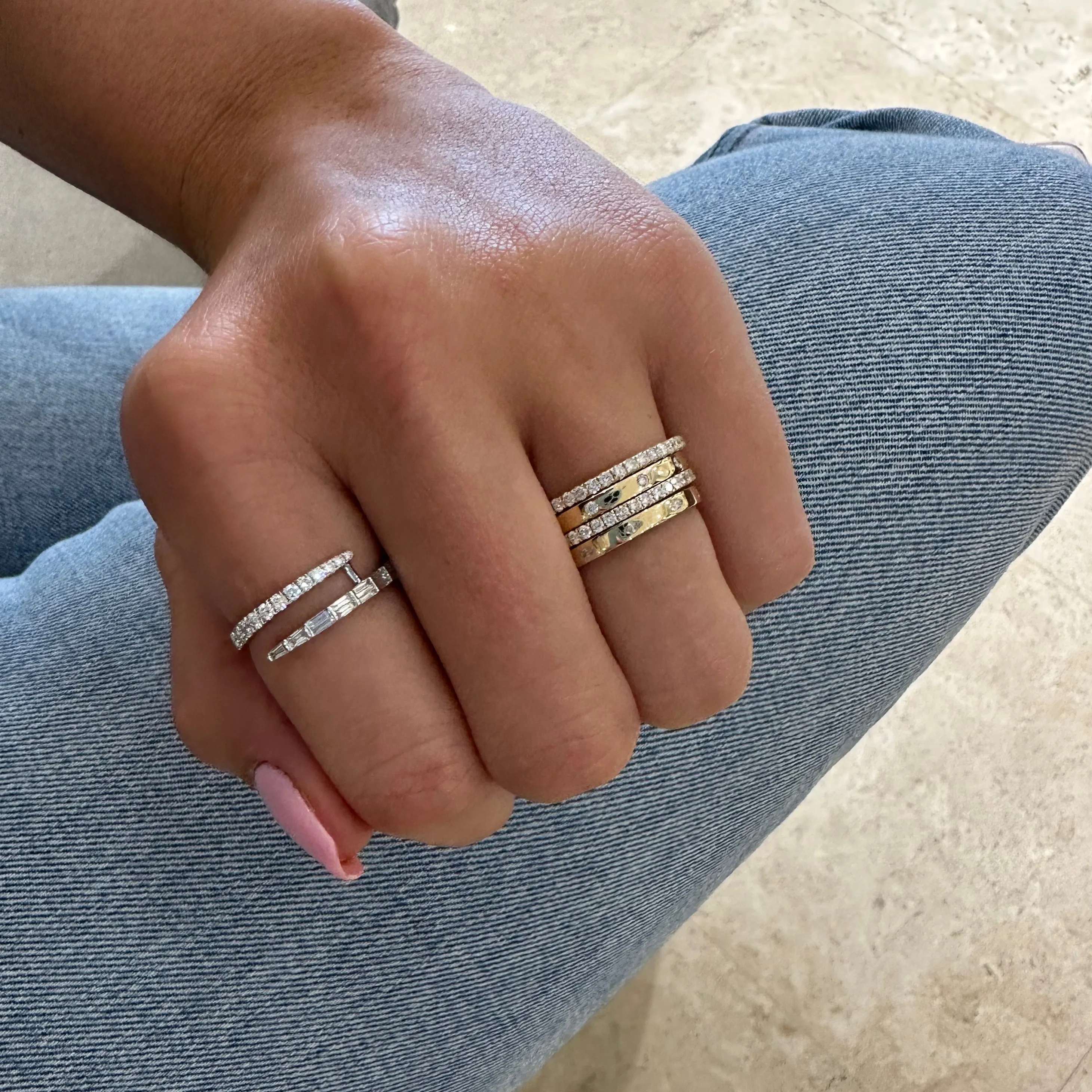 Baguette & Round Diamond Wrap Ring