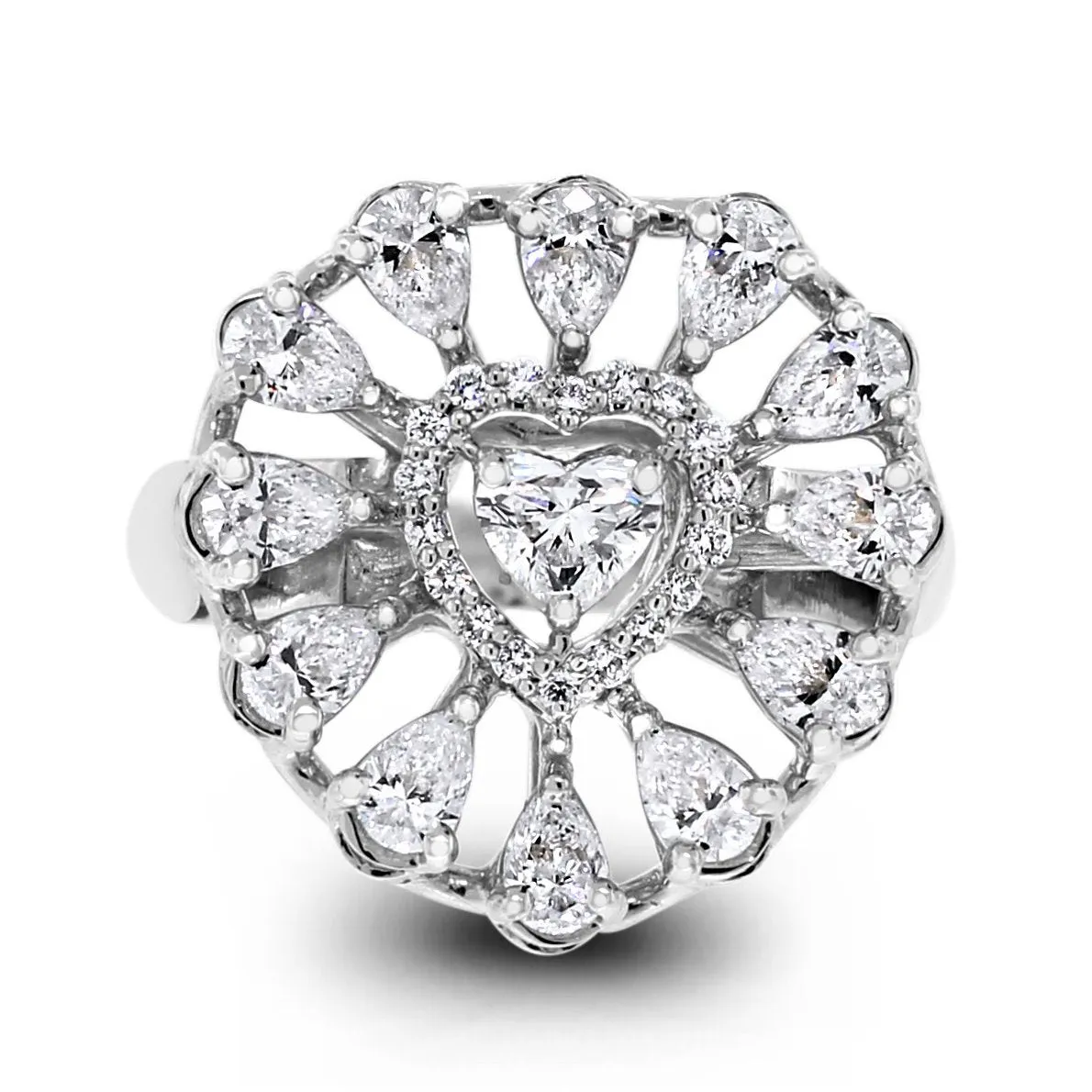 Beauvince Heart Diamond Ring (1.20 ct Diamonds) in White Gold