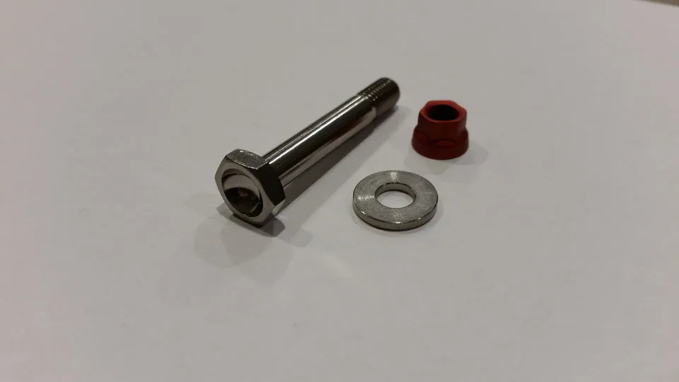 BK Ti Components Titanium Bell Crank To Chassis Bolt Kit 1 of 1/4 Unf x 1 5/8in 1 of Jet Nut 1 x Washer