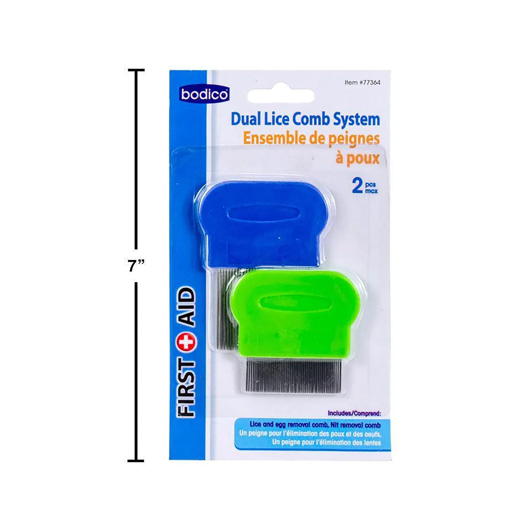 Bodico 2pcs Lice Comb System 3x2.25in - 2.25x2.25in