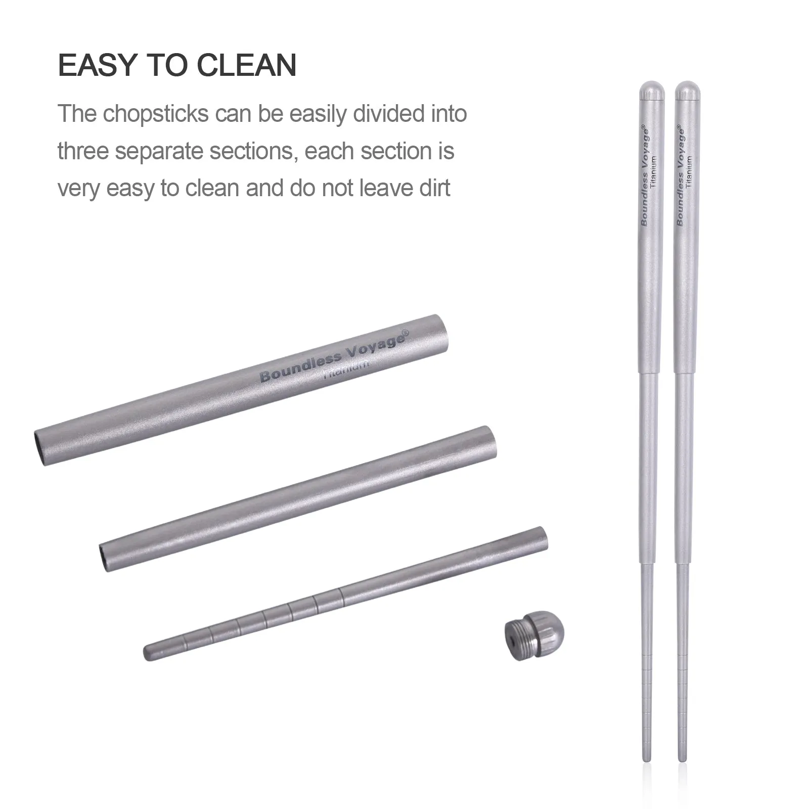 Boundless Voyage Portable Titanium Telescopic Chopsticks Outdoor Camping Travel Picnic Folding Tableware Cutlery