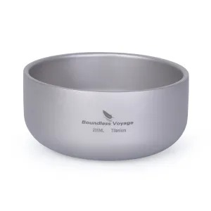 Boundless Voyage Titanium Double-Wall Bowl for Adult Children Outdoor Camping Tableware 200ml