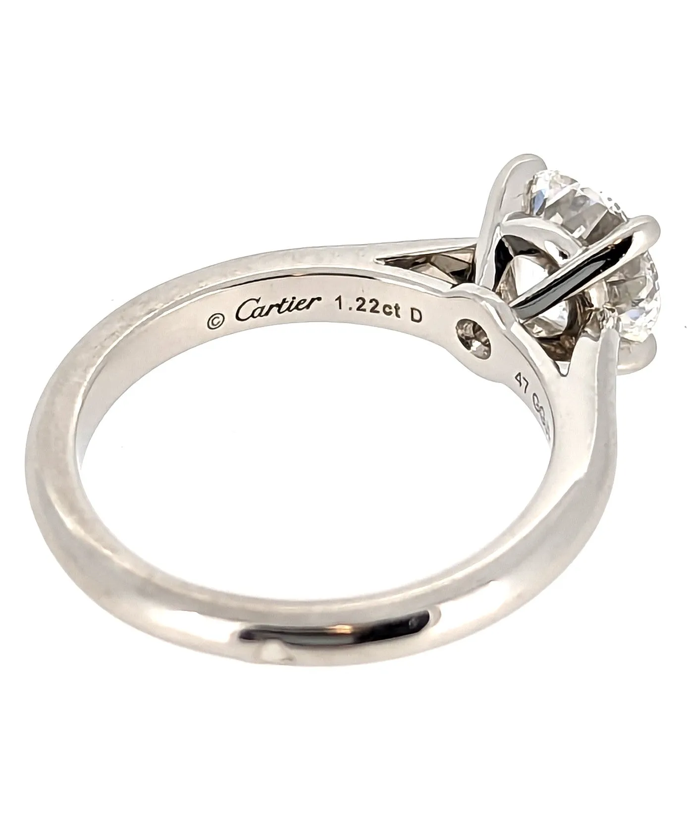 Cartier 1.22 Carat E/VVS2 Round Diamond Solitaire Engagement Ring in Platinum