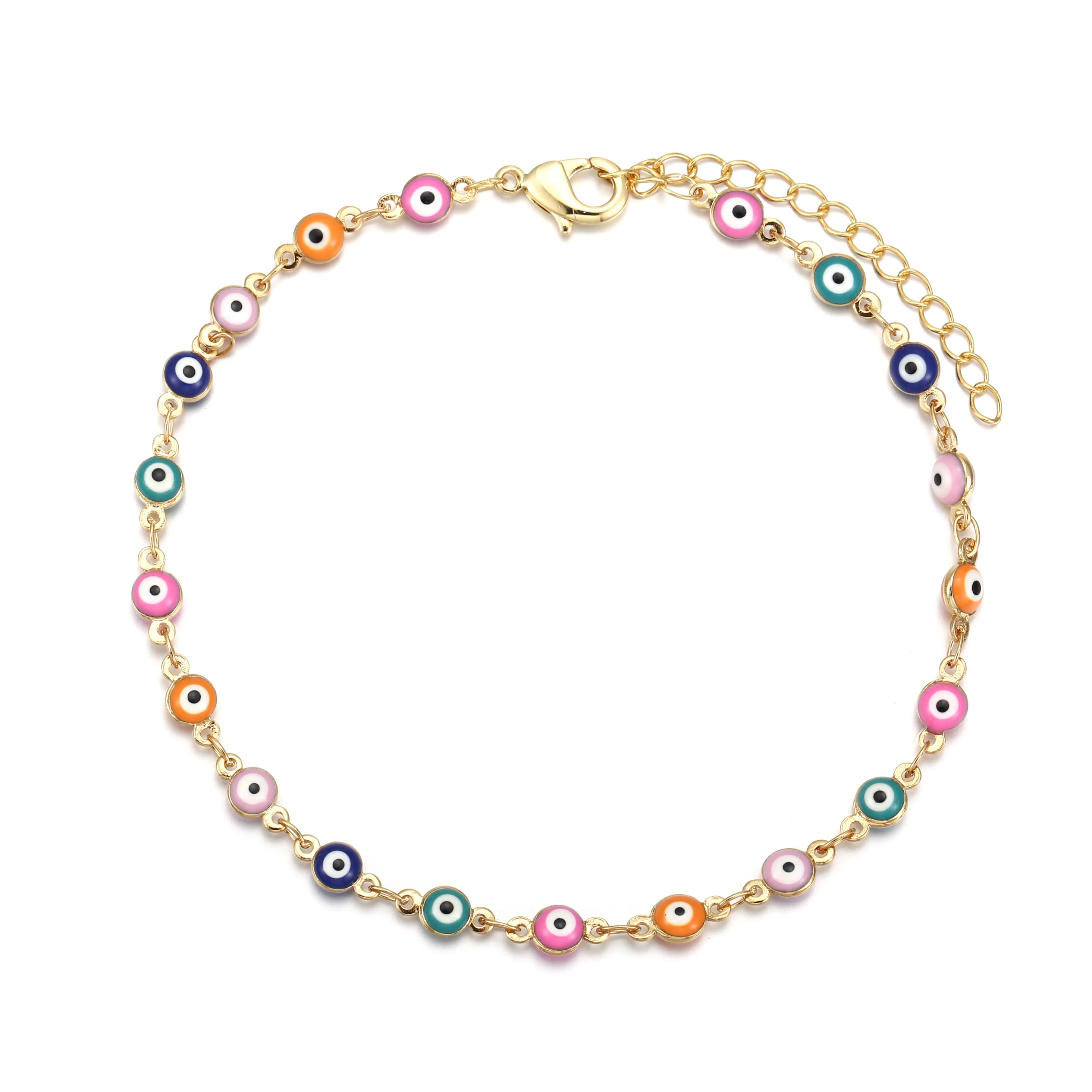 Chain  Anklet Gold - Evil Eye Multicolour