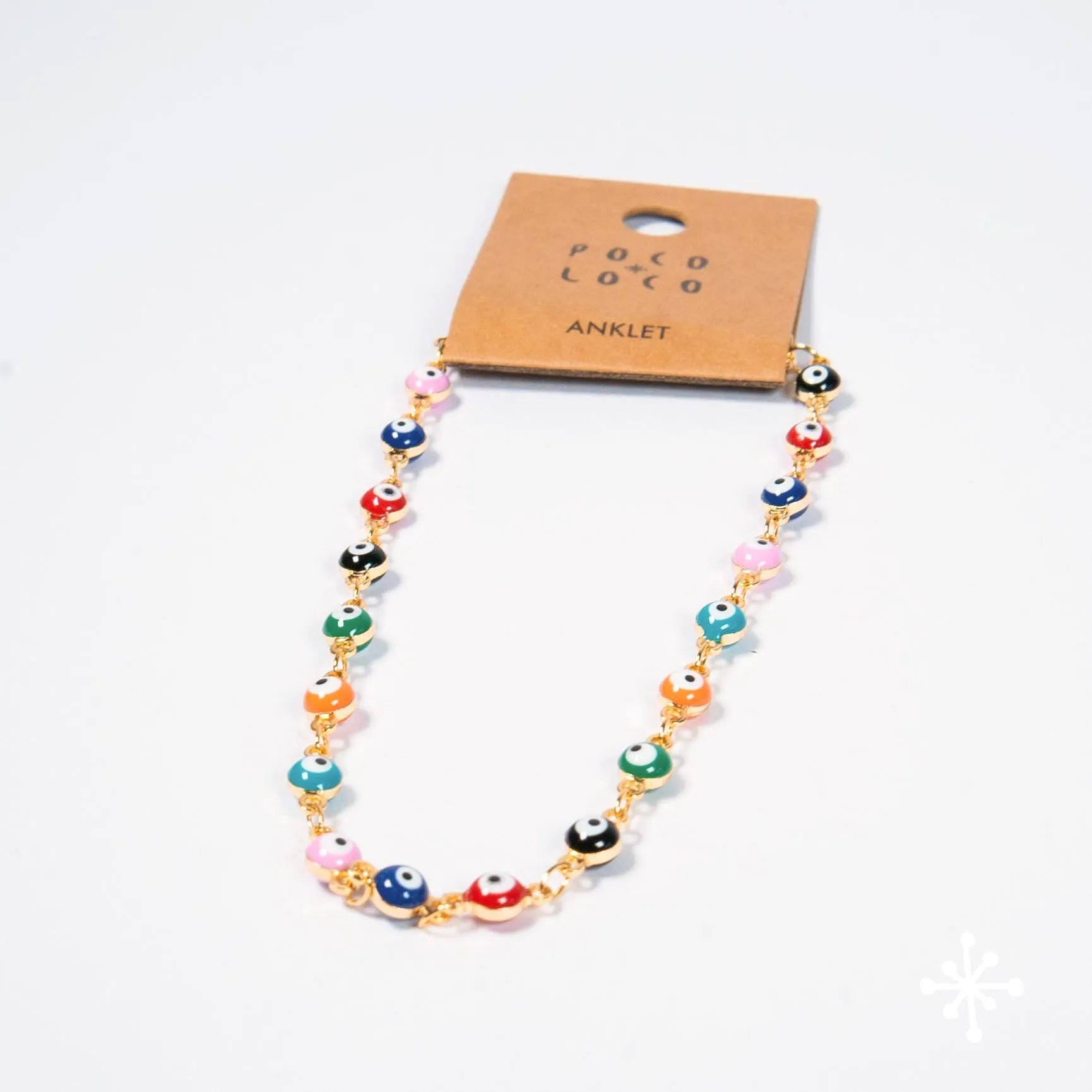 Chain  Anklet Gold - Evil Eye Multicolour