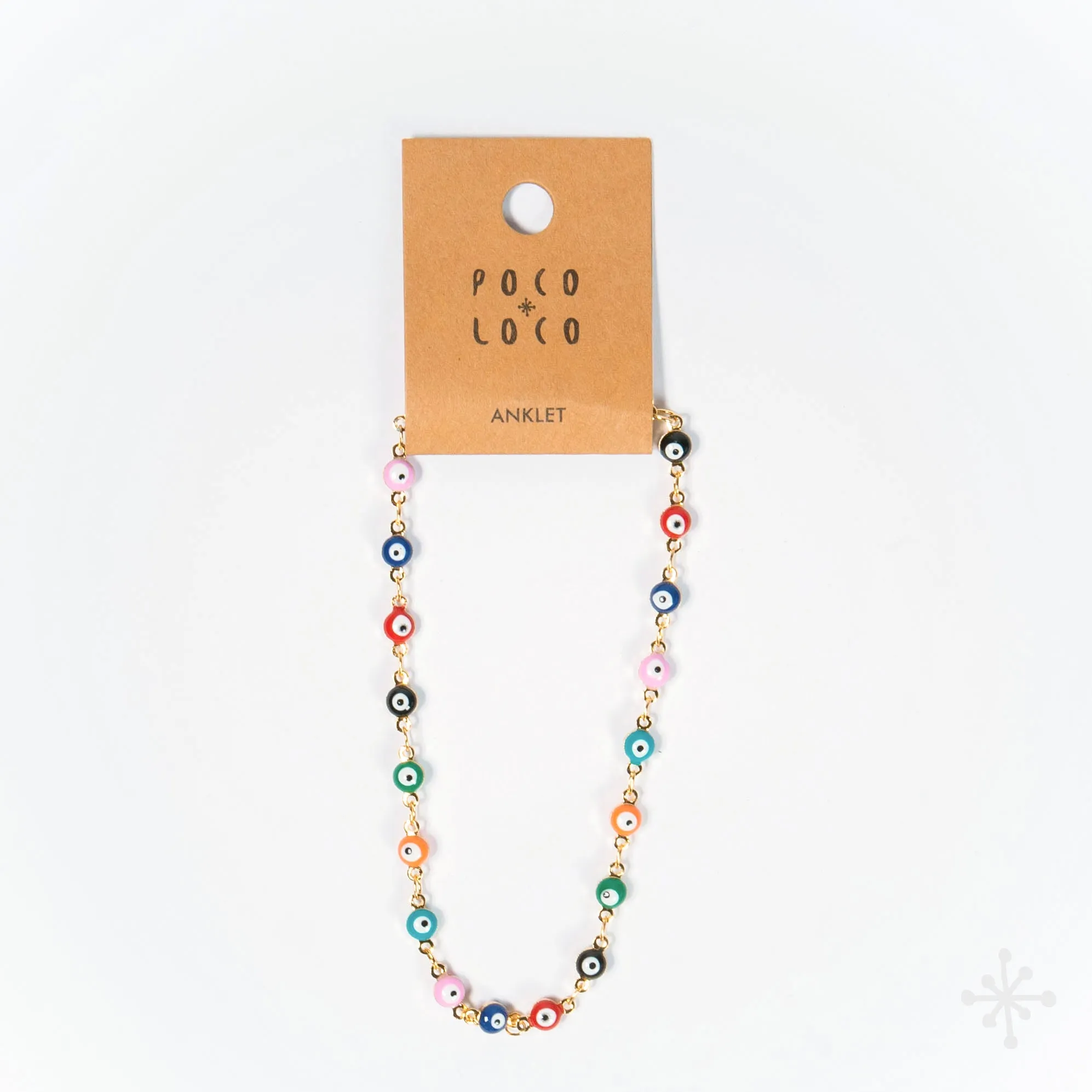 Chain  Anklet Gold - Evil Eye Multicolour