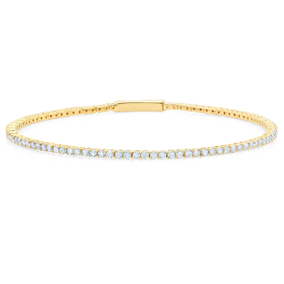 Crislu 18KT Yellow Gold Plated Sterling Silver Cubic Zirconia 7-inch Flexible Bracelet