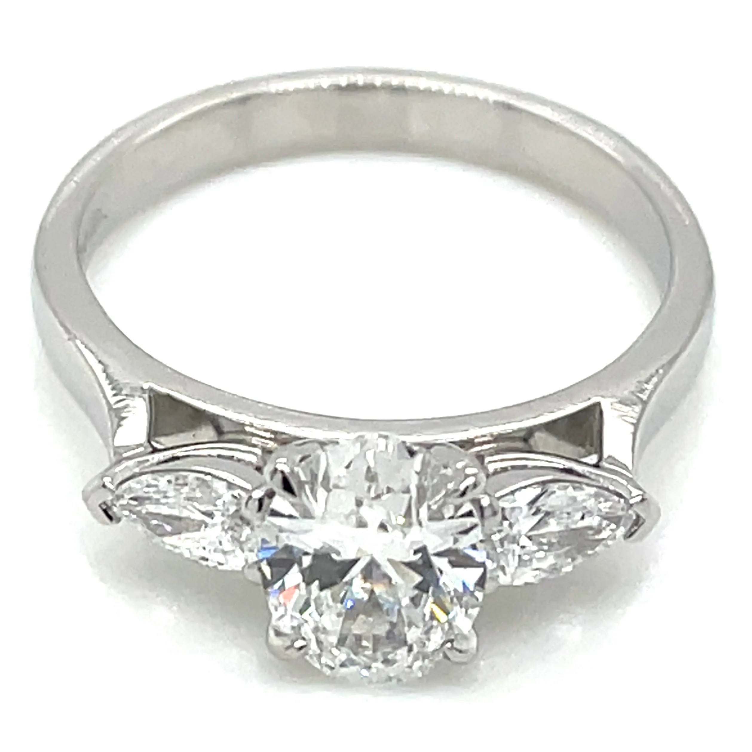 Cynthia - Platinum Laboratory Grown 1.29ct Oval And Pear Three Stone Diamond Ring