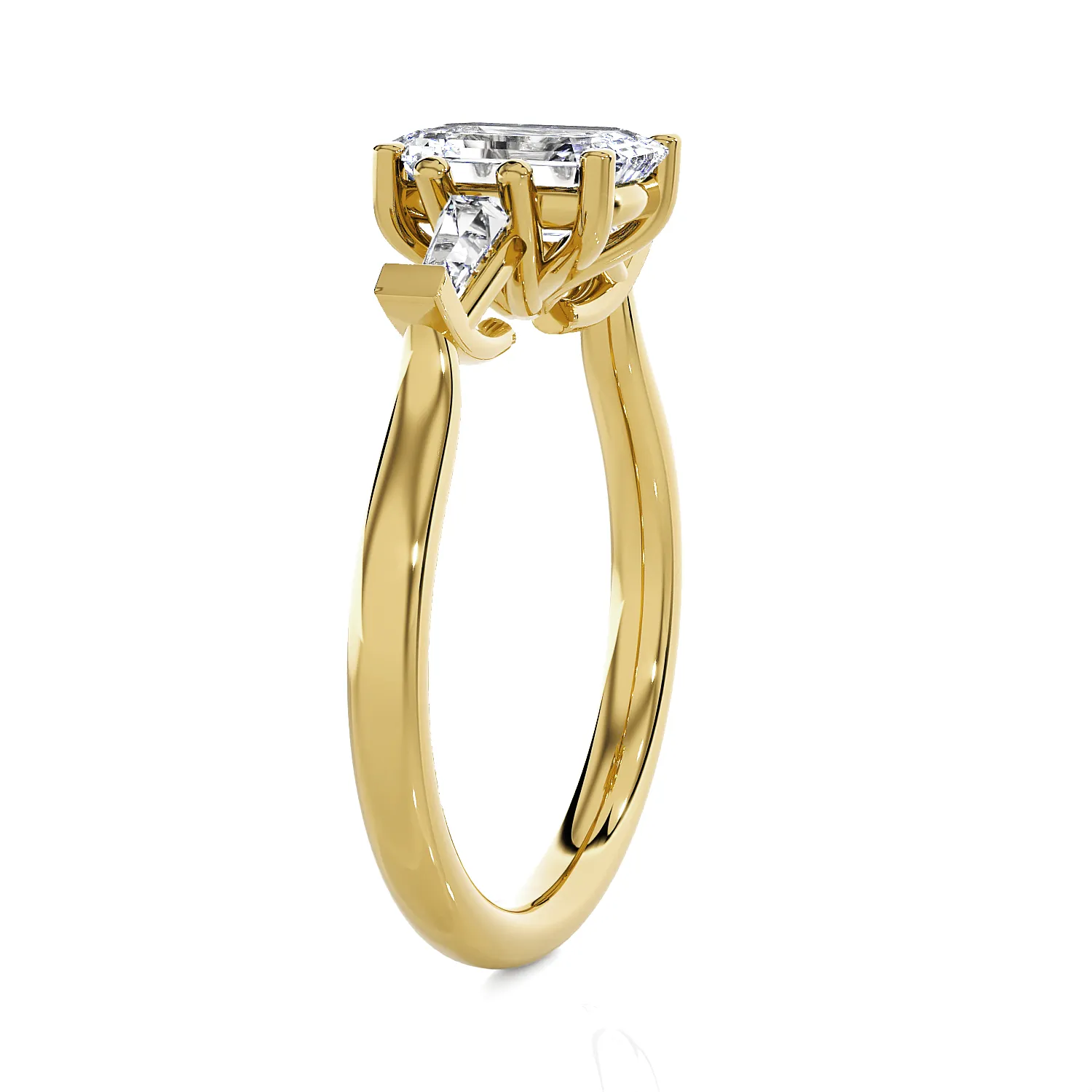 Emerald-Cut with Tapered Baguette Three Stone Lab Grown Diamond Ring