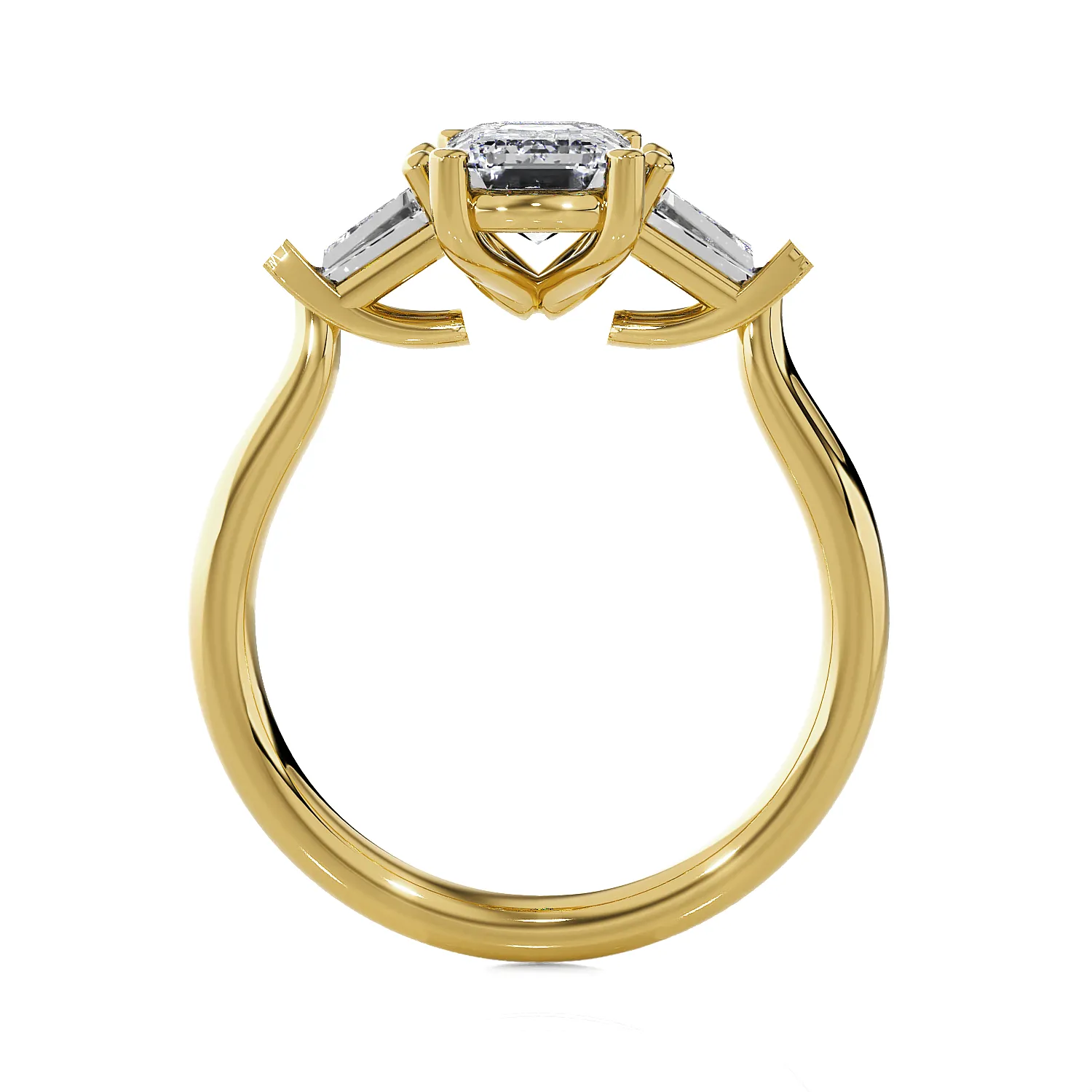 Emerald-Cut with Tapered Baguette Three Stone Lab Grown Diamond Ring