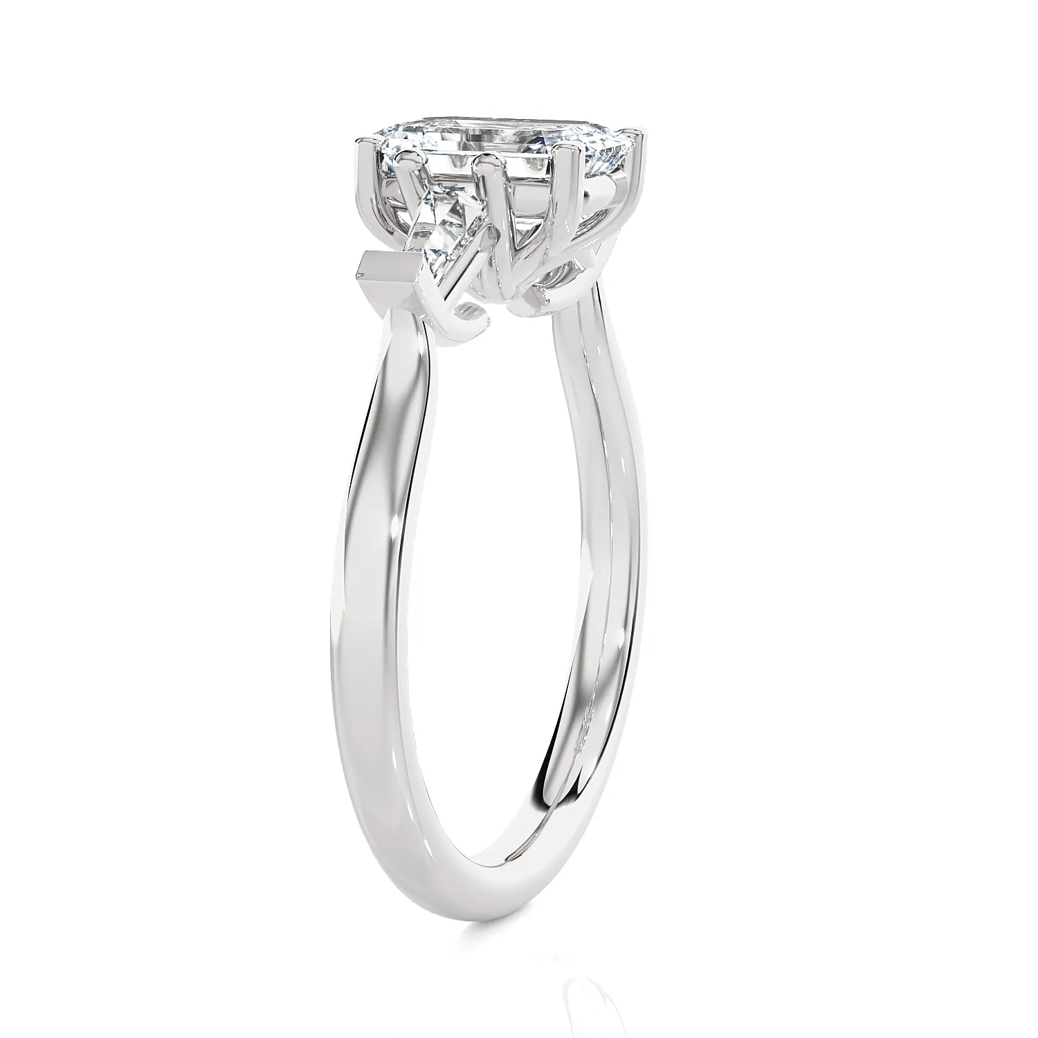 Emerald-Cut with Tapered Baguette Three Stone Lab Grown Diamond Ring