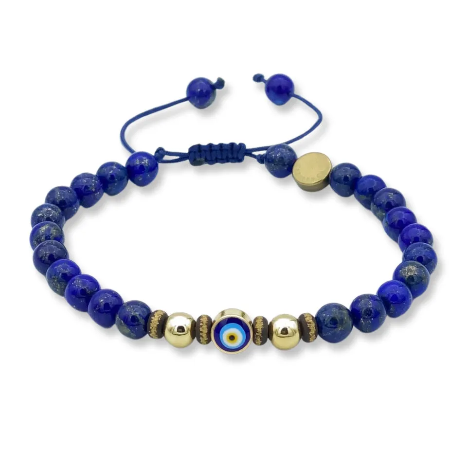 Evil Eye Gem And Brass Bracelet