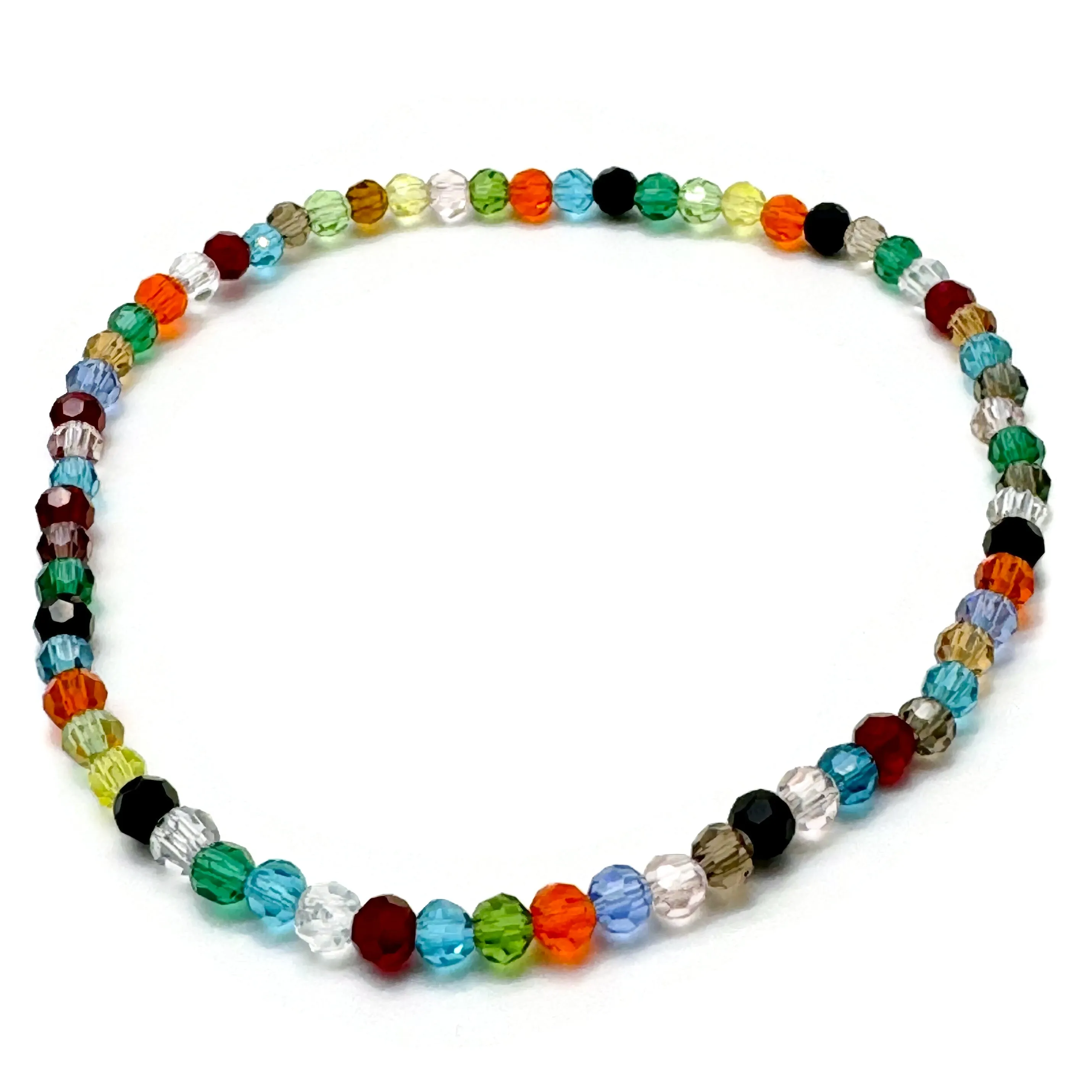 Faceted Glass Bead Anklet Warm Colour Mix