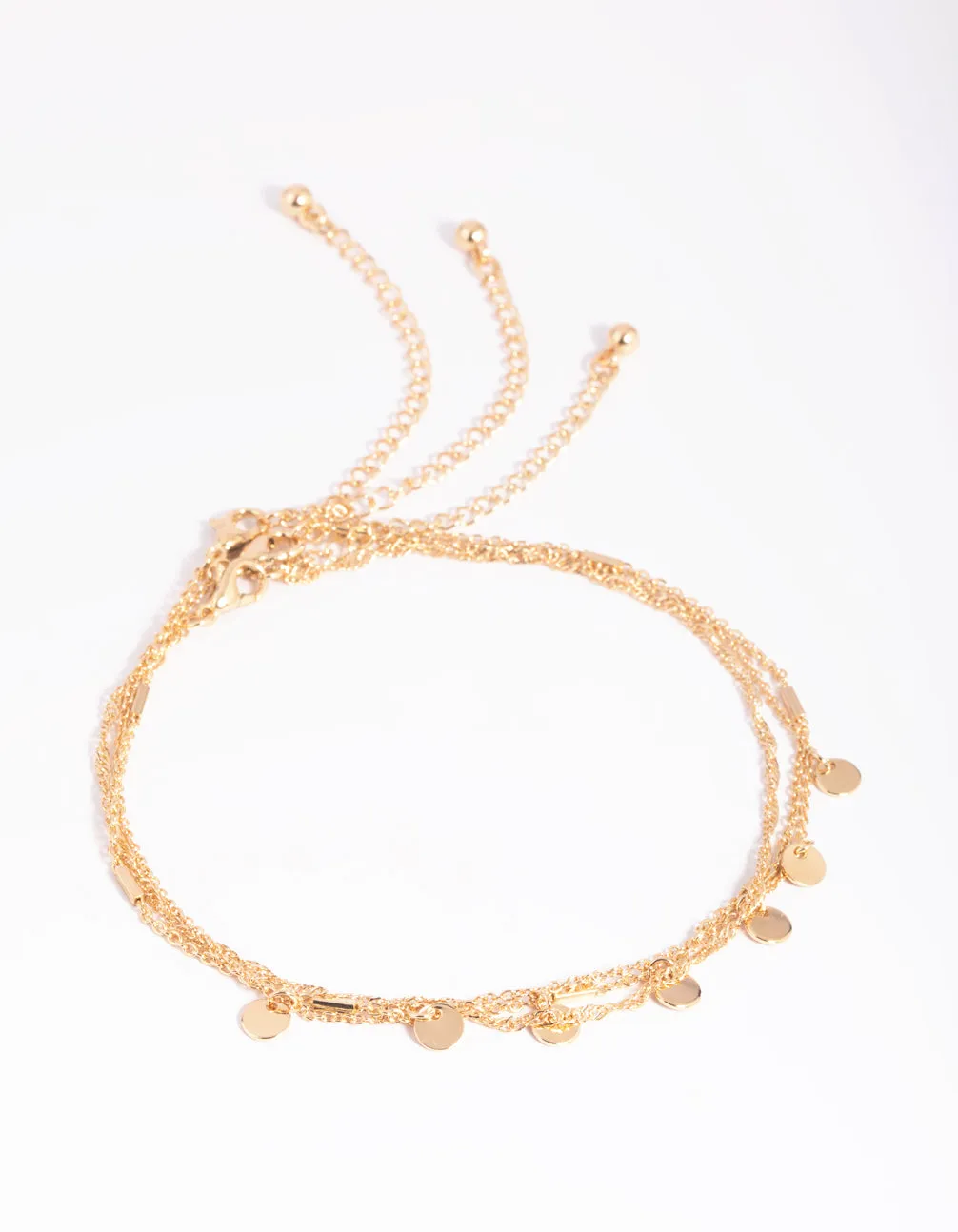 Gold Disc & Chain Anklet Pack