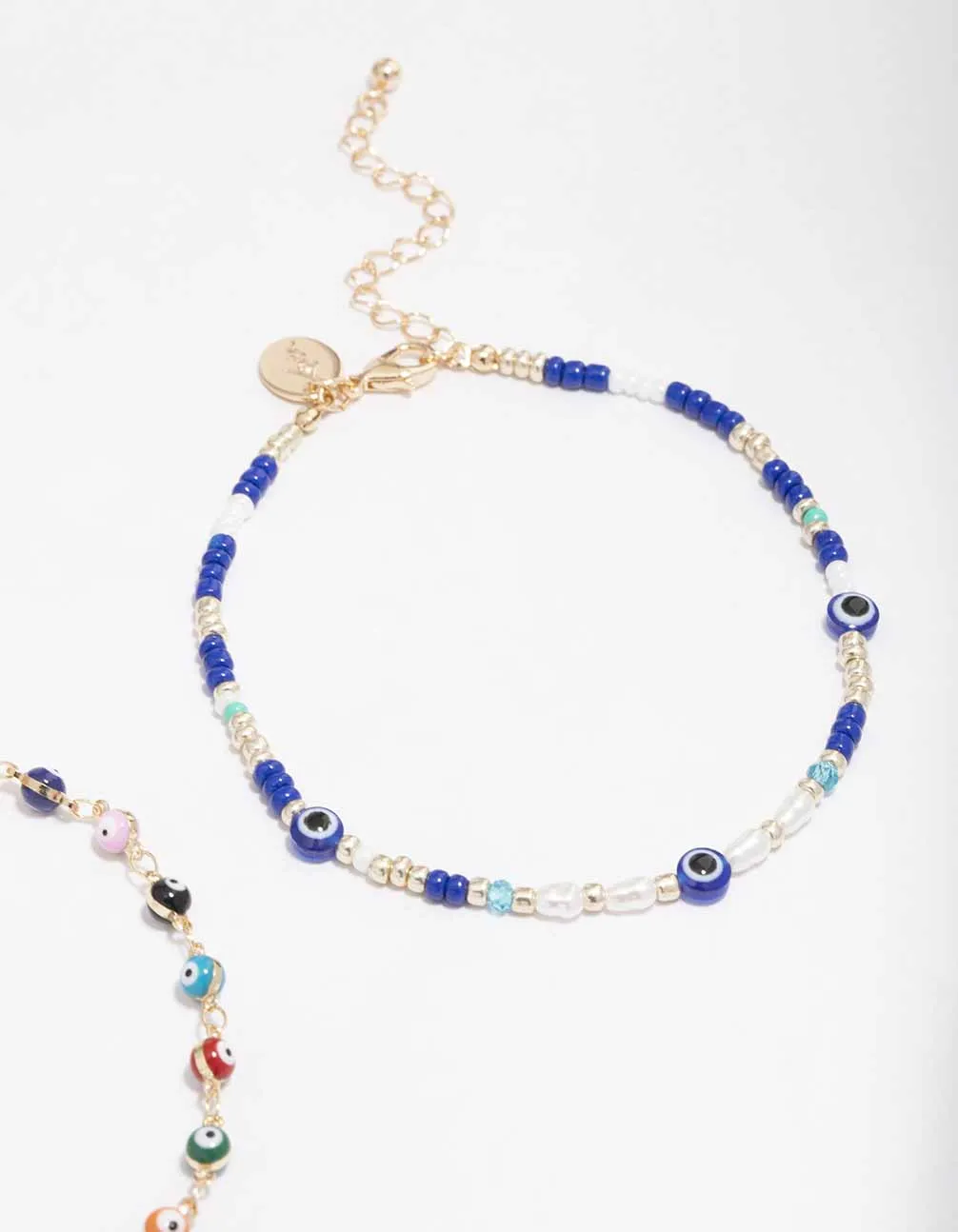 Gold Evil Eye Anklet Pack