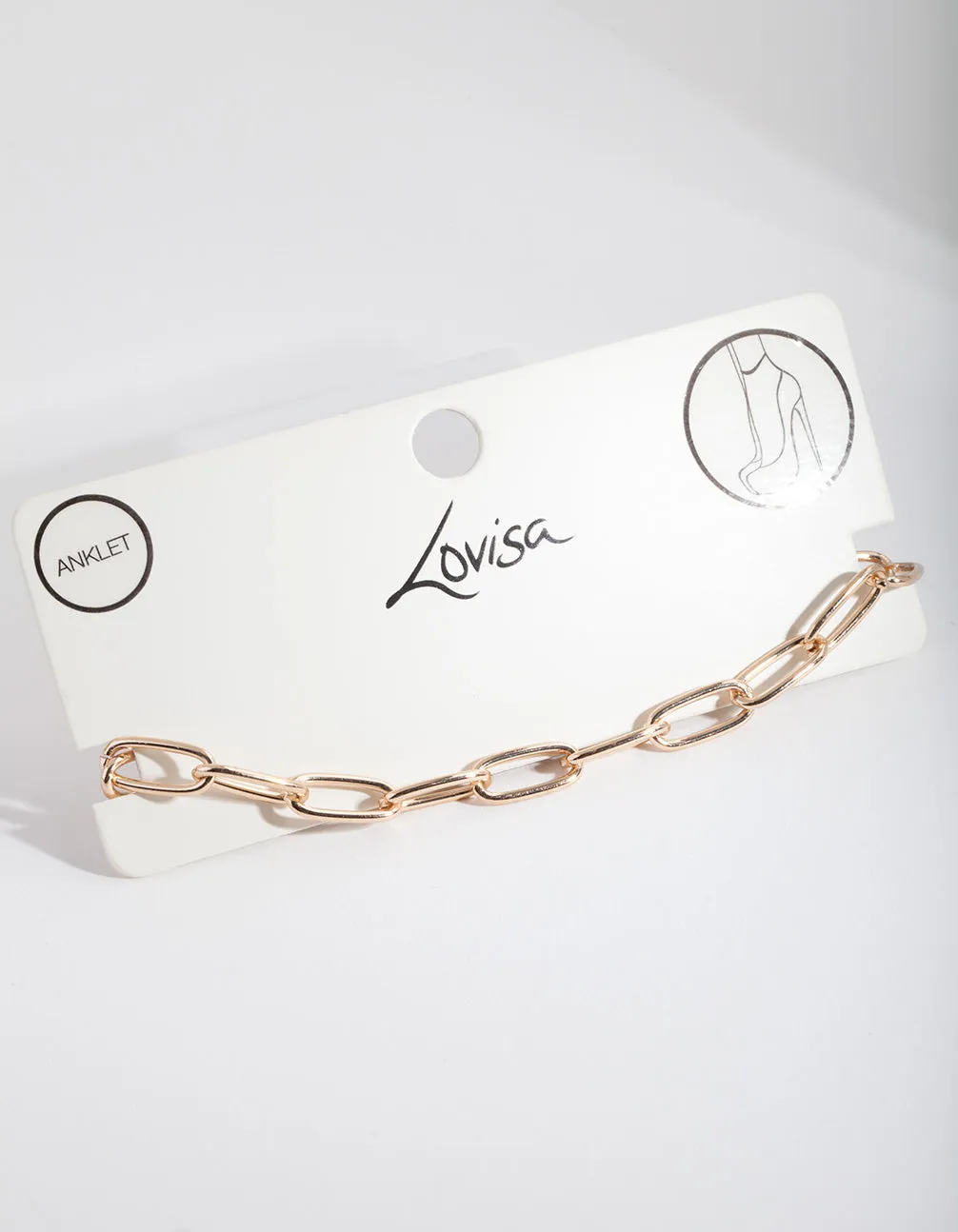 Gold Rectangle Link Anklet