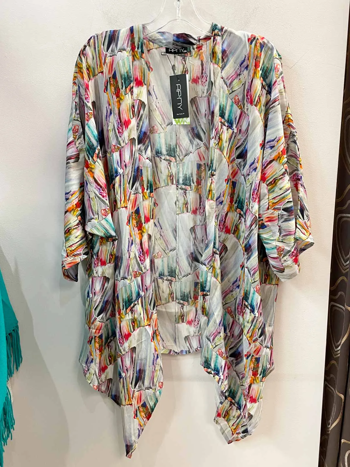 Handkerchief Kimono Cover Up, Paintstroke Multi