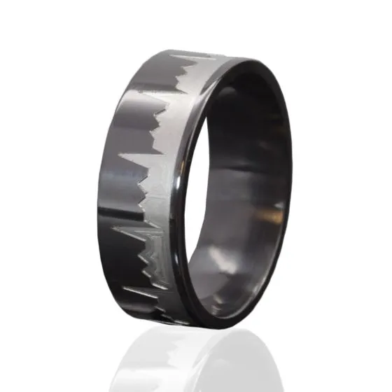 Heart Rhythm Ring, Black Zirconium, 8mm Two Toned