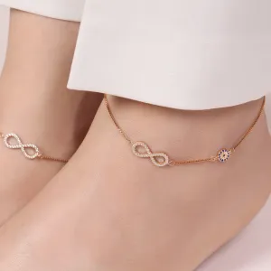 Infinite Protection Rose Gold Plated 925 Sterling Silver Anklet